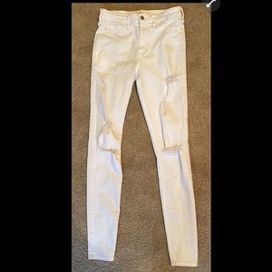 White Distressed Hollister Skinny Jeans